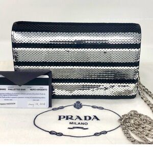 Like New Prada Metallic Sequin Clutch / Crossbody